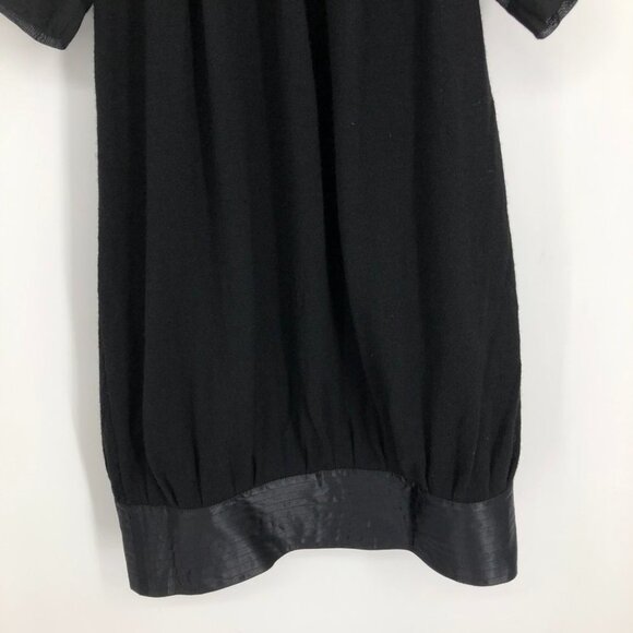 NWT Erica Davies Wool Gauze Short Puff sleeve Black Mini Dress with satin hem XS - Picture 6 of 16